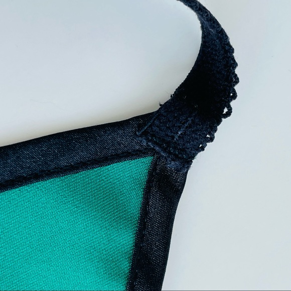 Green Satin G-String with Black Detailing - Picture 13 of 16